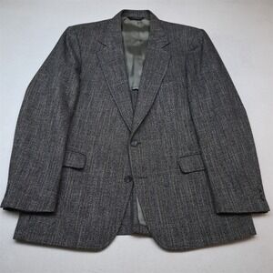 Vtg USA Hardwick 44R Gray Blue WOven Tweed Mens Blazer Jacket Sport Coat